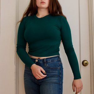 Brand New: Jade Green Long Sleeve Crop Top